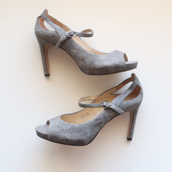 Via Spiga Grey Suede Open Toe Mary Jane Stiletto Heels / Sandals / Shoes Size 6 - Picture 6 of 16